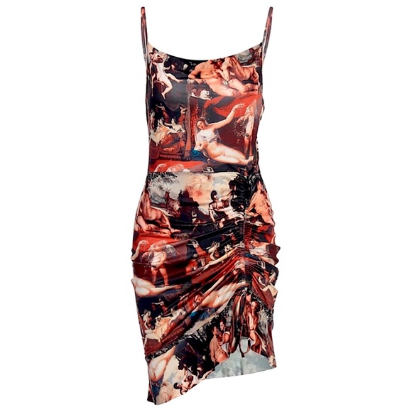 Renaissance art print side tie mini dress - Picture 4 of 13